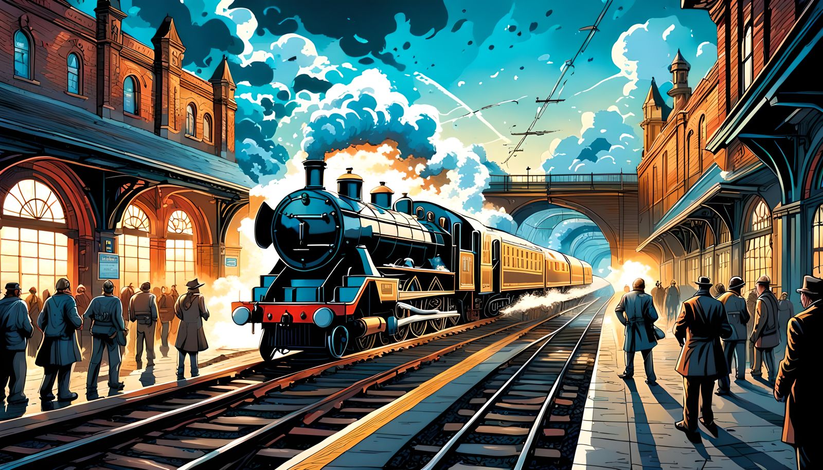 lost railway station. "Hyperrealistic, splash art, concept a...