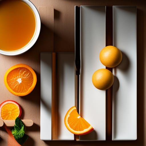 orange juice and lolly pops, cup of tea