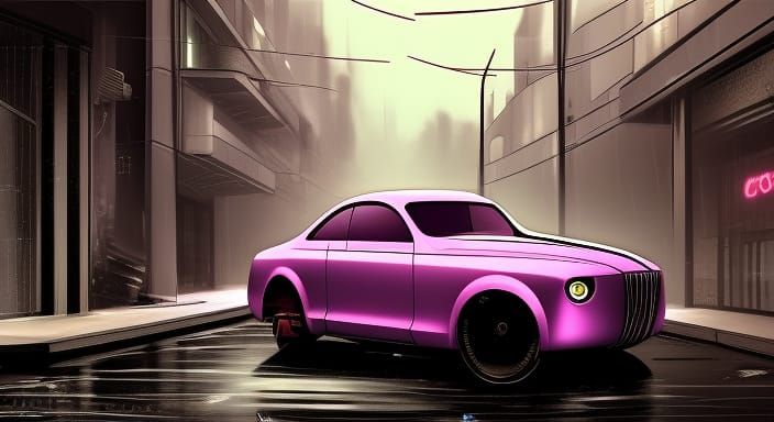 Cyberpunk art nouveau 1944 ford coupe concept rendering on a...