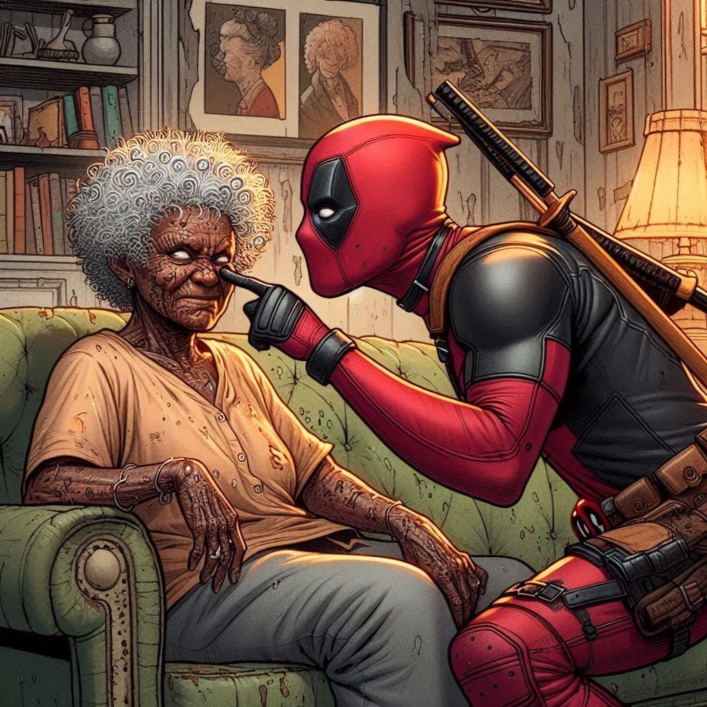 Deadpool, The Marvel Jesus trying to heal the blind.