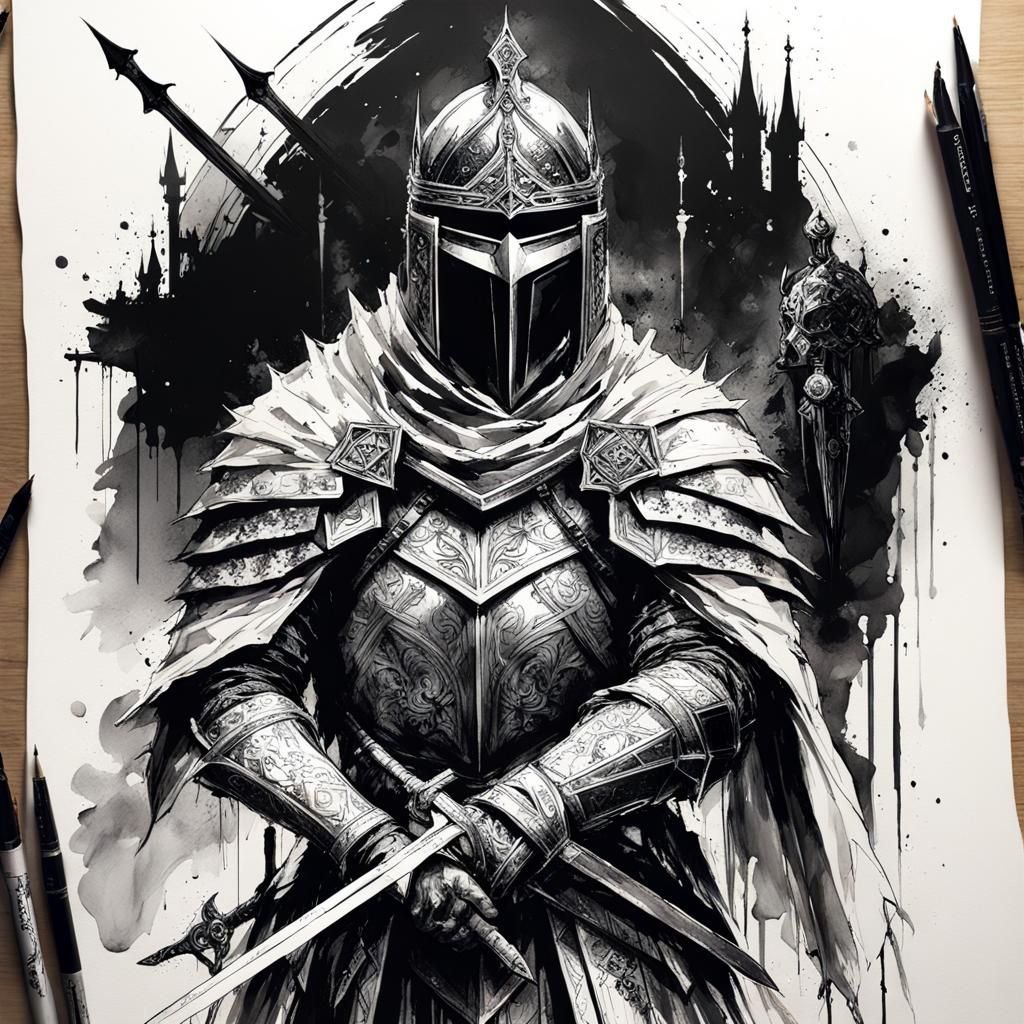 Gothic Knight King with Enchanted Sword