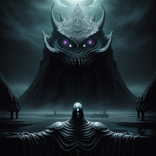 A composite photo of a Extremely Dark macabre horror absolut...