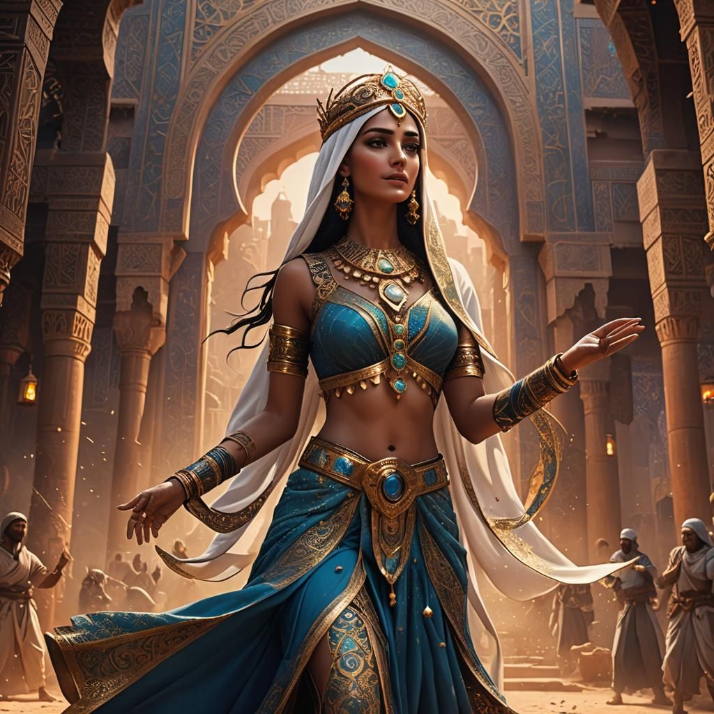 Arabian Goddess Dancing at Dawn: Digital Art