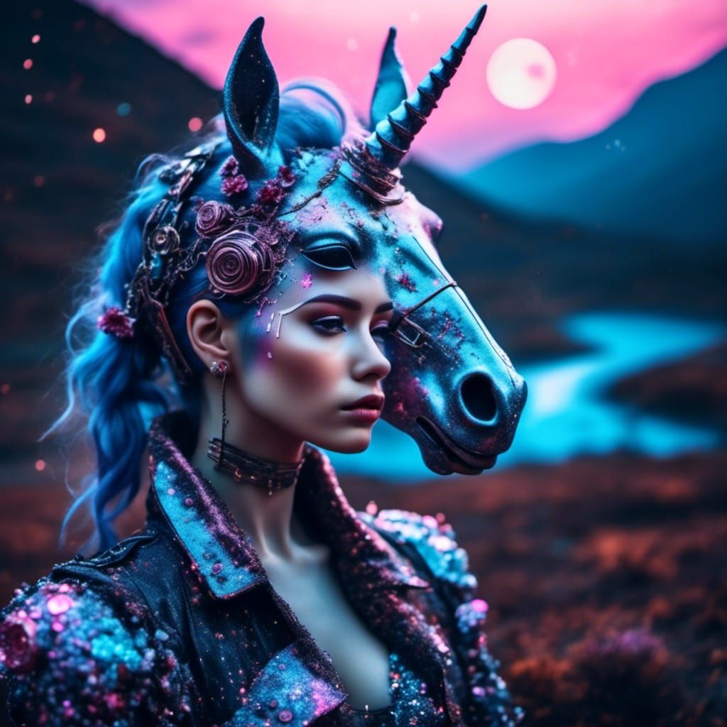 <lora:Night Sparkle:1.0> Beautiful cyber punk girl and her u...
