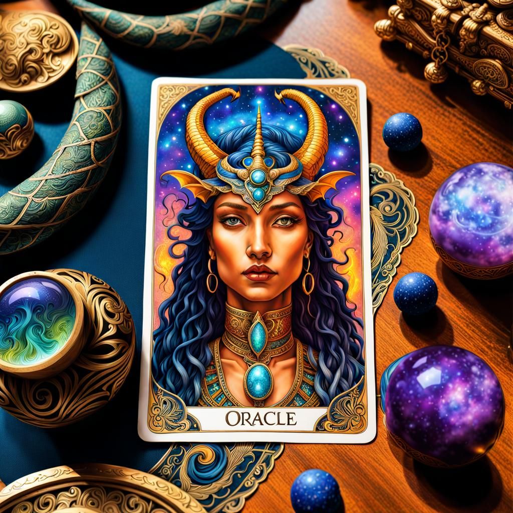 (Dragon) on an oracle Tarot cards and She Wolfe tarot card featuring