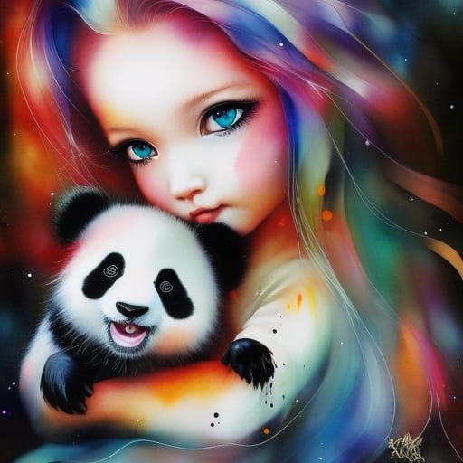 Girl with Baby Panda