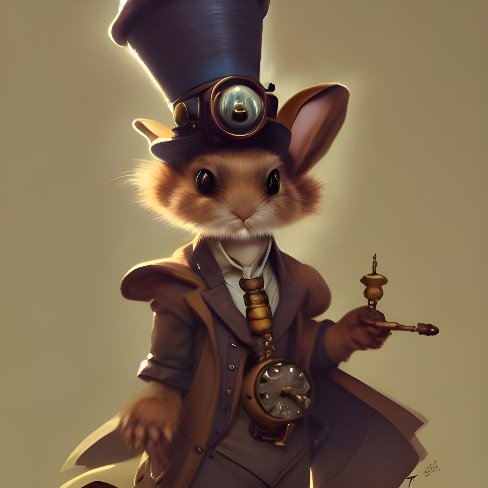 Cute steampunk Bunny with a hat 