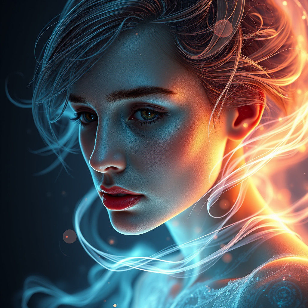 Ethereal Woman Portrait with Luminous Skin