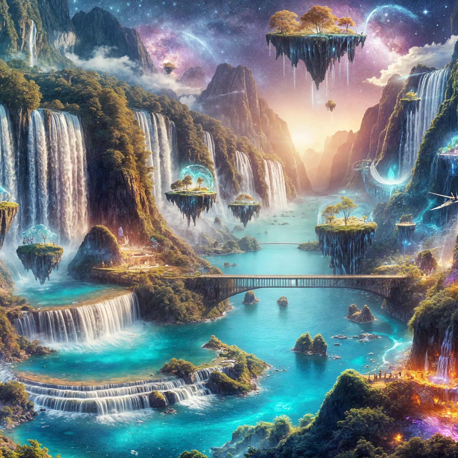 Waterfall in a hidden valley   by @Mumbai AI