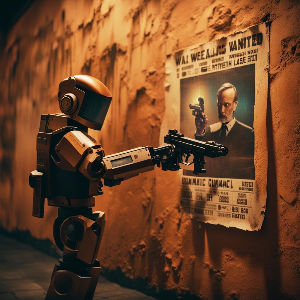 Wanted Poster Grasp with Futuristic Robot