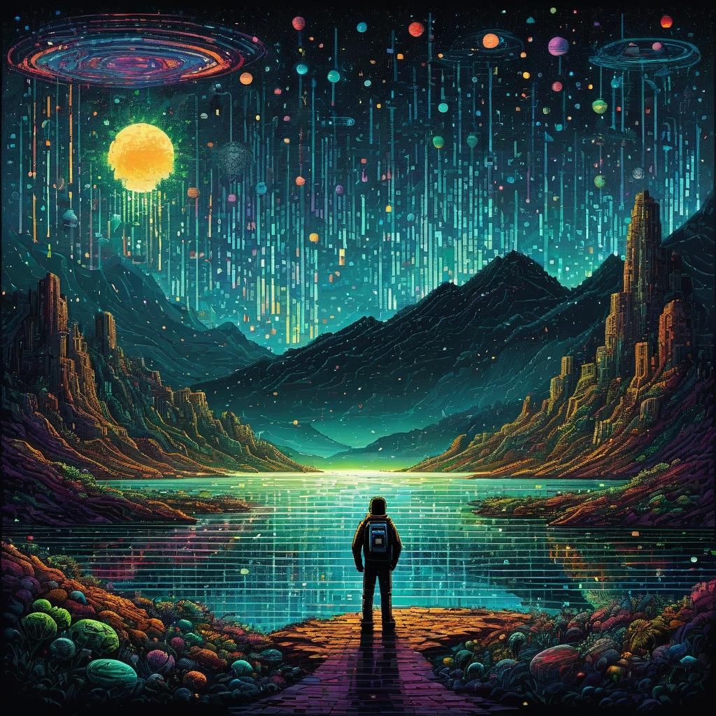 Pixel art landscape   by @xtough 