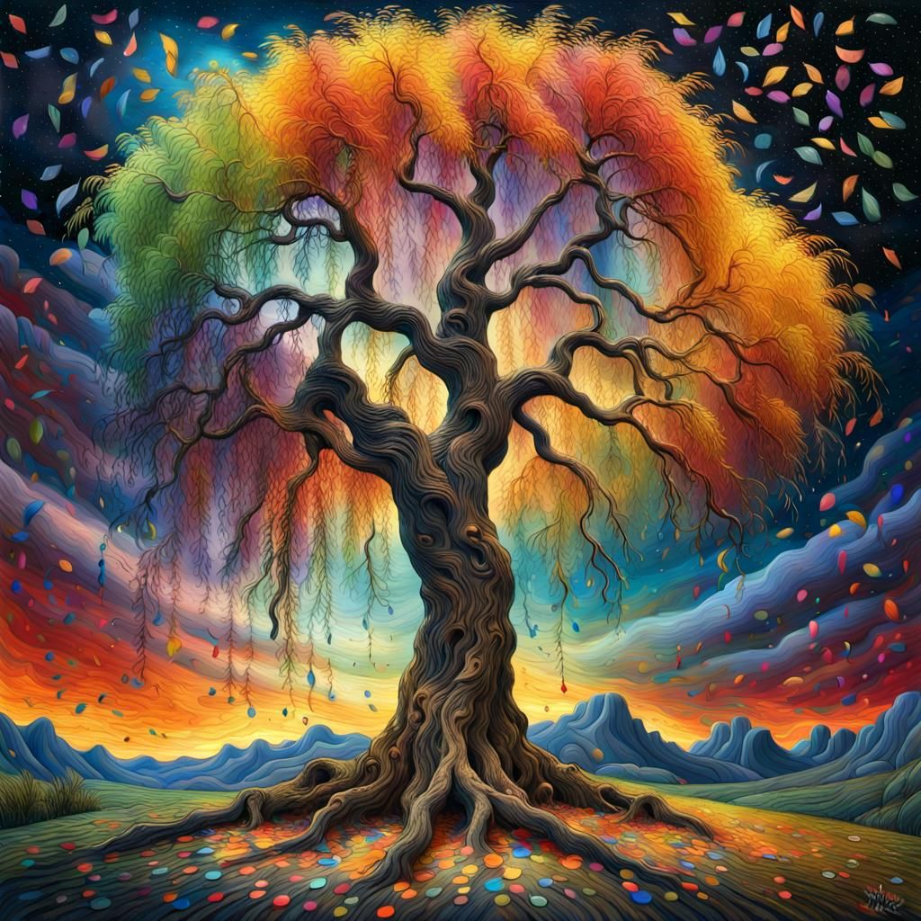 Rainbow Confetti Tree - AI Generated Artwork - NightCafe Creator