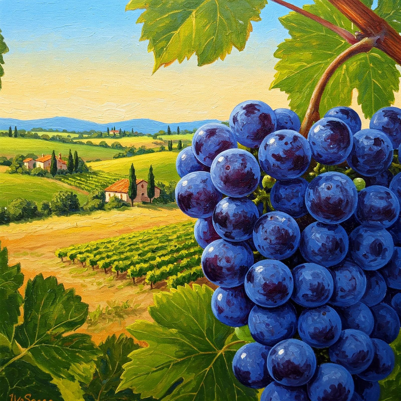 Grapes in a Tuscan vineyard – GE