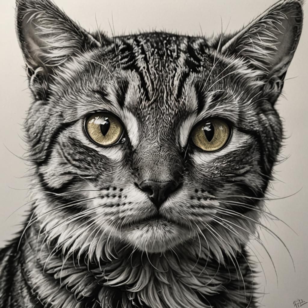 Cat Close-up (hyperrealist drawing)