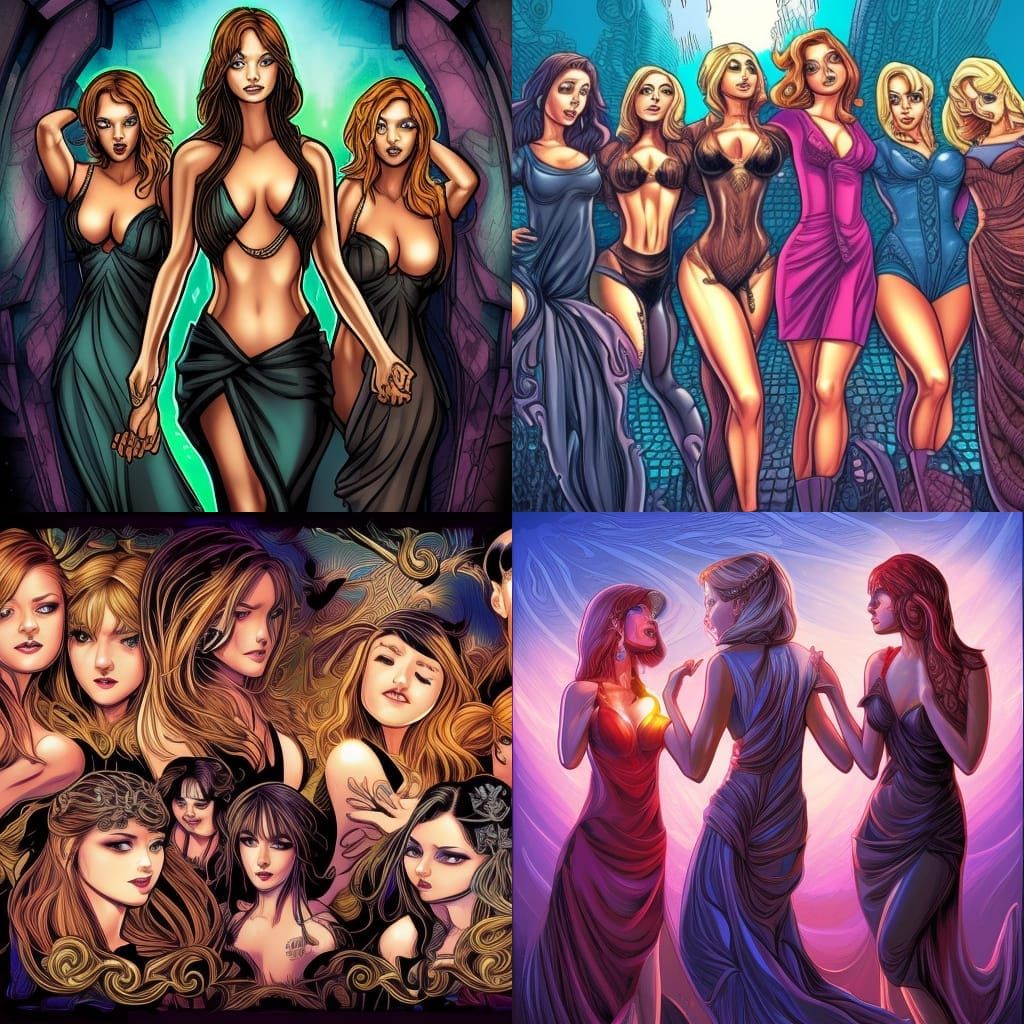 Crypto Harem in Comic Book Style