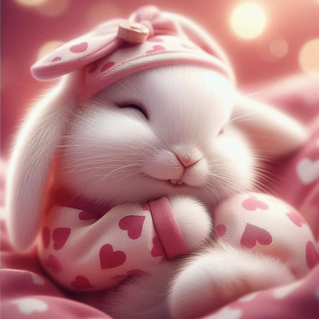 Cute bunny asleep