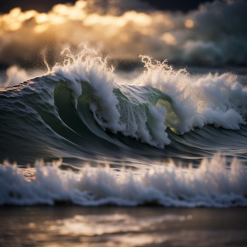 crashing waves, slo-mo