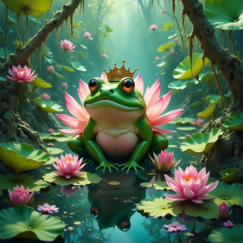 Frog Prince's Lily Pad Kingdom in Fairy Tale Style