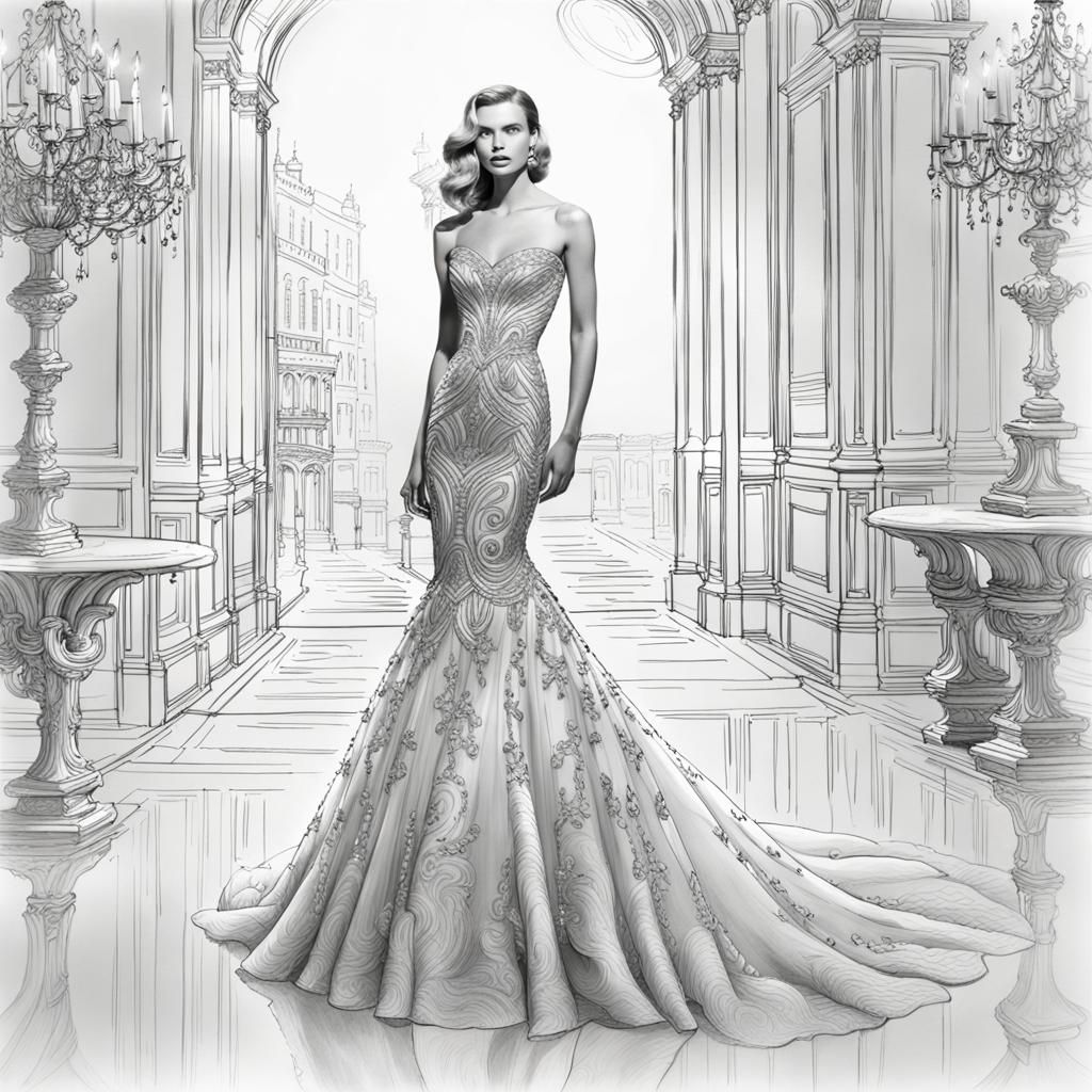 Mermaid shop gown drawing