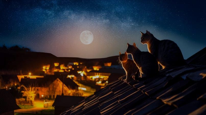 🌃🌝🌠🏘️🐈‍⬛🐈