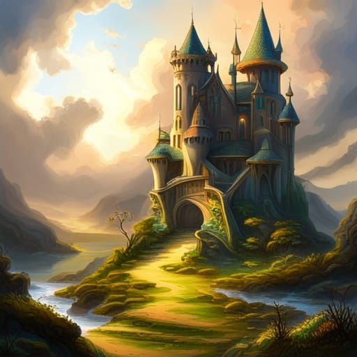 Psychedelic fantasy castle SDXL