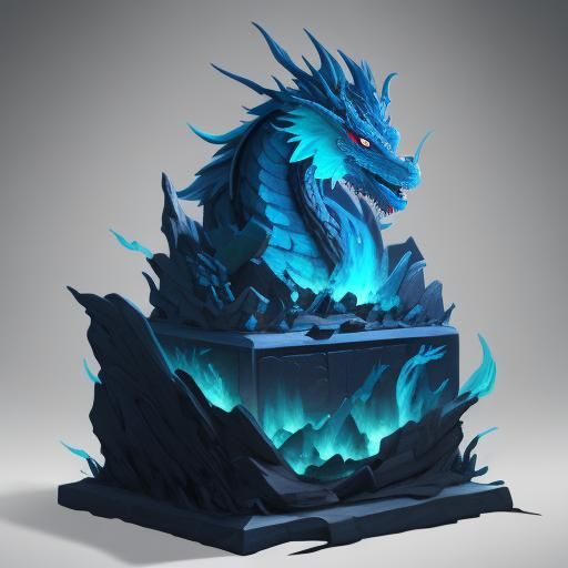 Oriental Dragon on Nine-Dragon Wall in Surreal Style