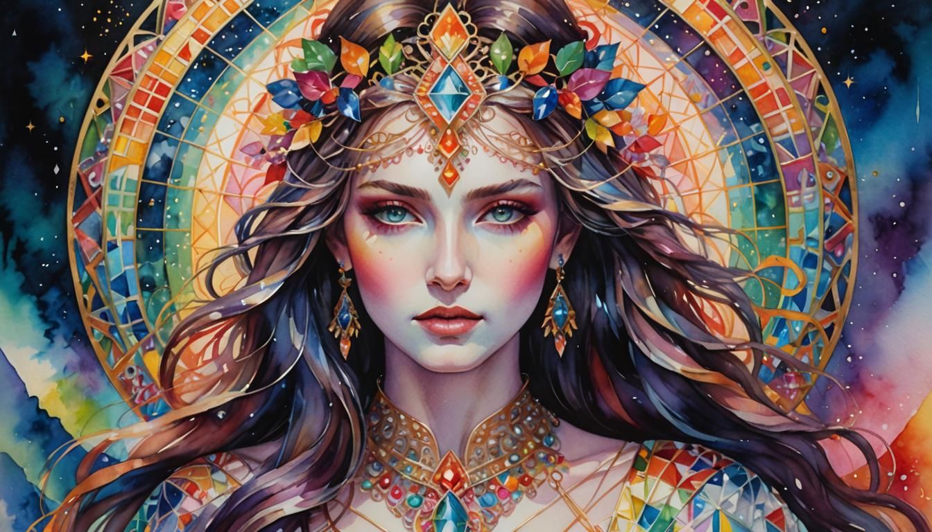 Mystical Goddess in Prism Geometric Field