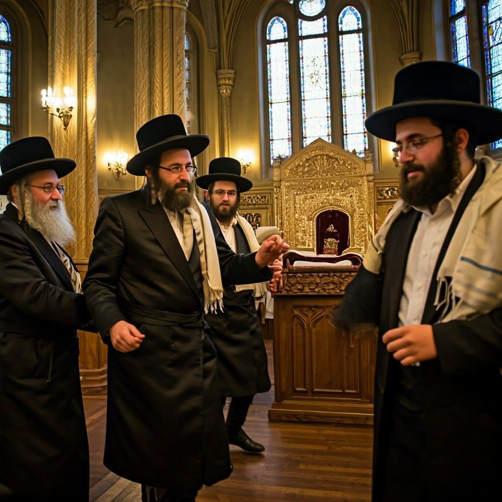 Joyful Torah Celebration with Dancing Hasidic Jews