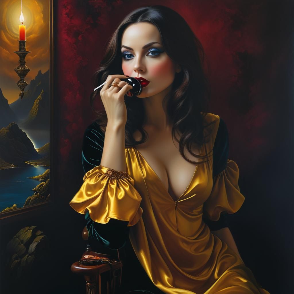 Surreal Woman in Dreamscape, Polished Fantasy Art