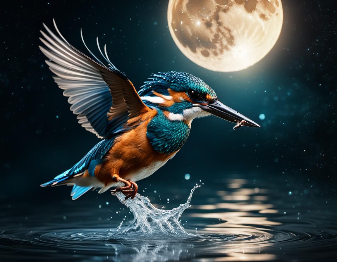Kingfisher at Night  by @ScorpionAI