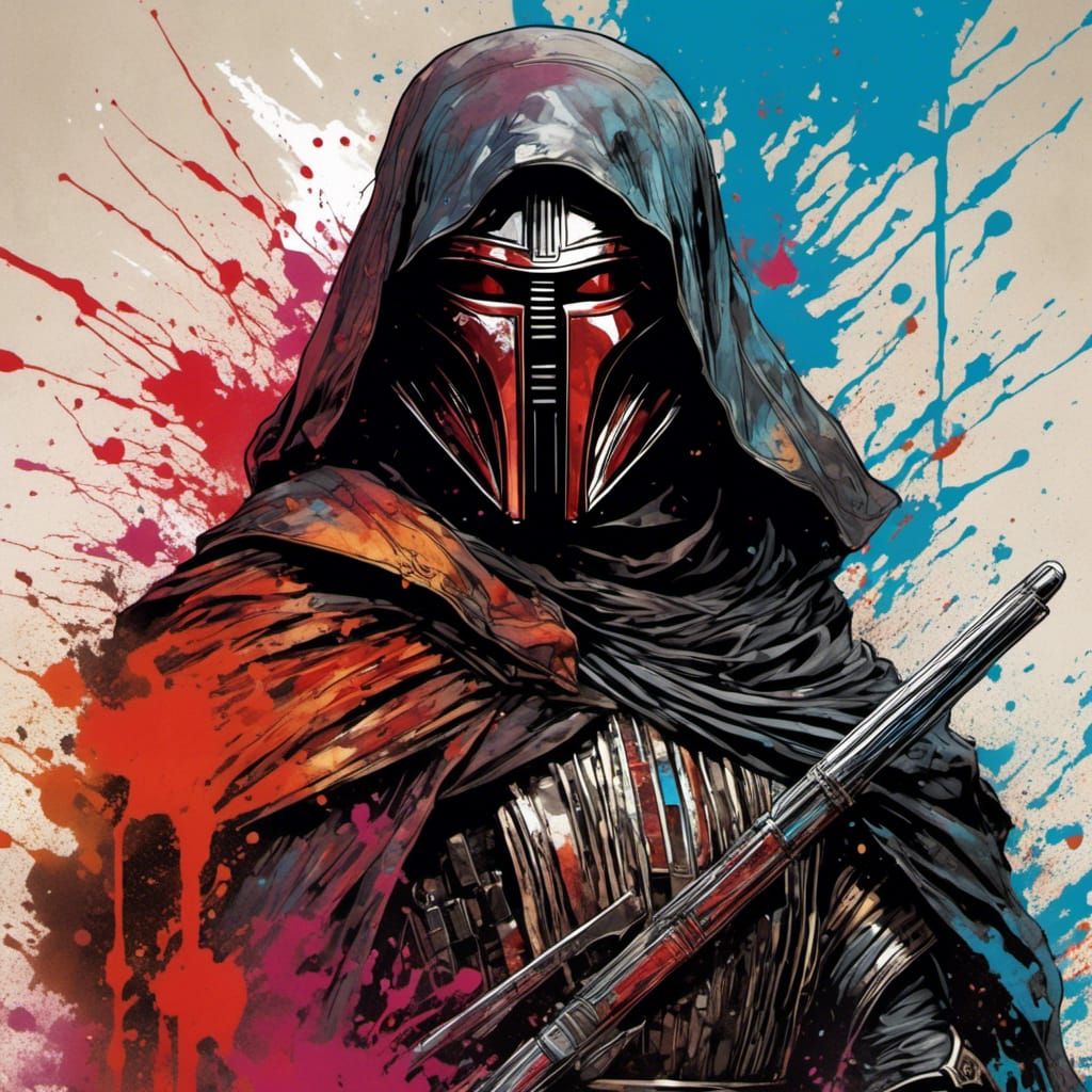 <lora:Splatter Graffiti:1.0> full body portrait, Darth Revan...