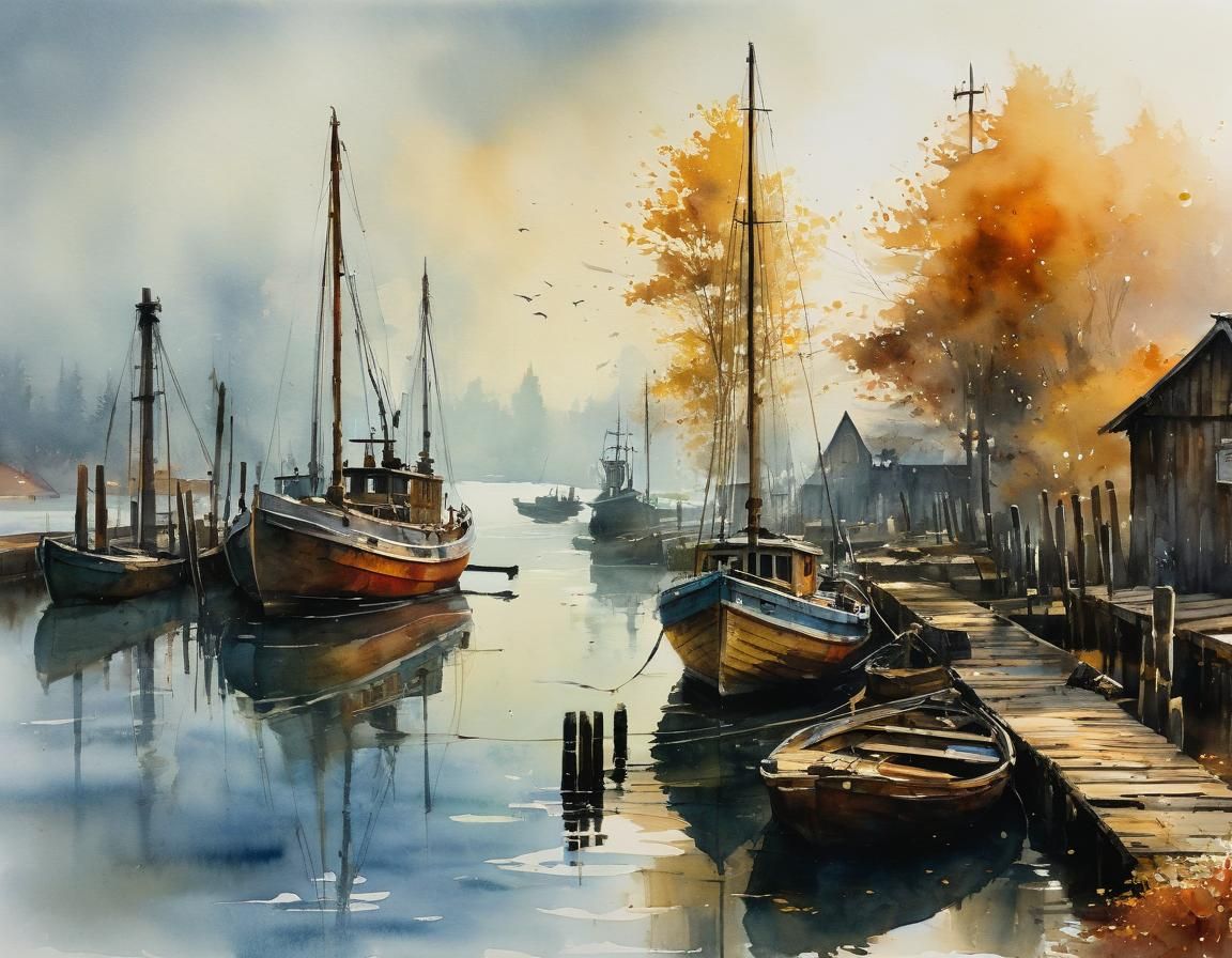 Harbor in Autumn  by @kainfonz