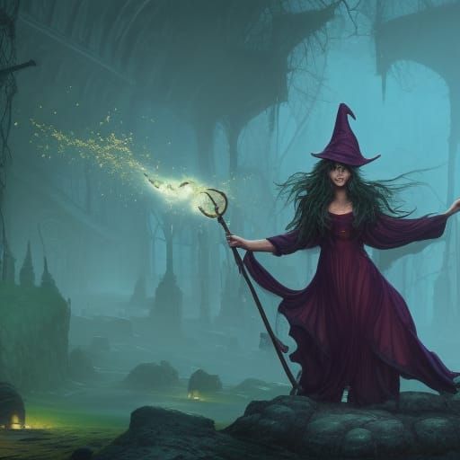 Witch casting spell. - AI Generated Artwork - NightCafe Creator