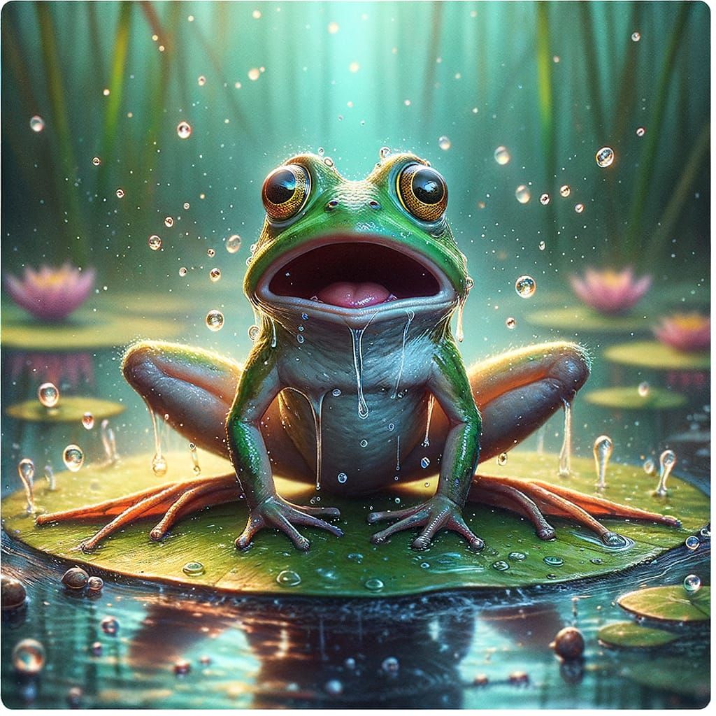 Expressive Frog's Shock in Luminescent Swamp