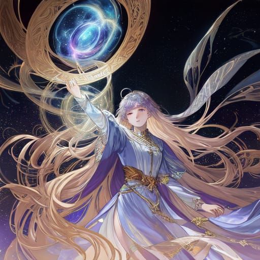 Imagine a celestial calligrapher inscribing cosmic poetry onto the fabric of spacetime from a secluded tower nestled among the rings of Satu...