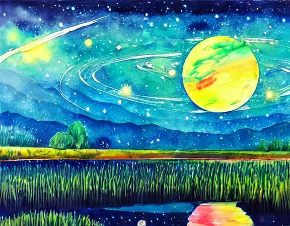 Abstract Expressionism: Water Ripples, Moon, and Trillium