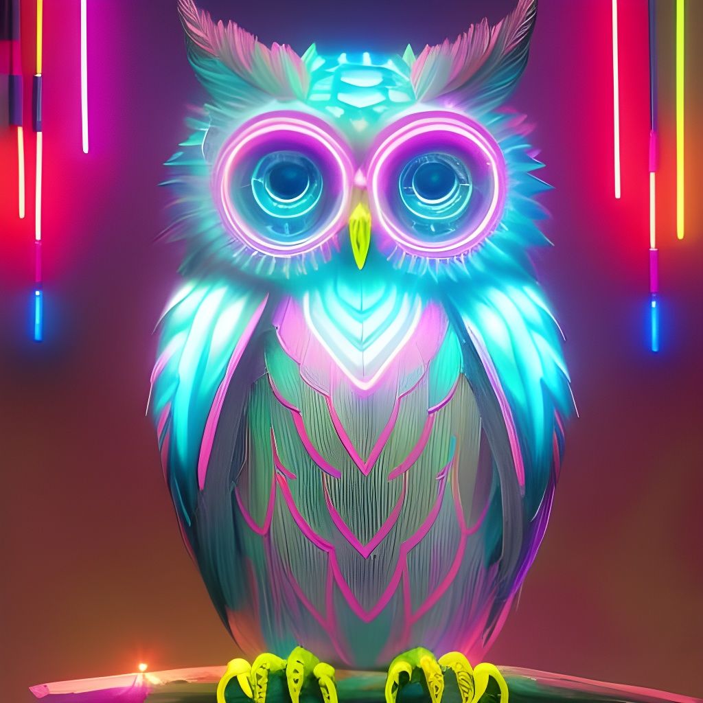 Lit Neon Owl