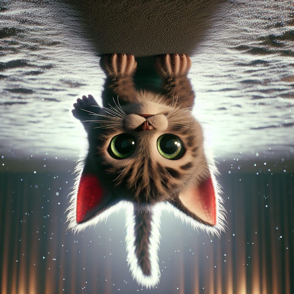 Tiddles!……..you are not ‘Spider Cat’……..get off the ceiling!