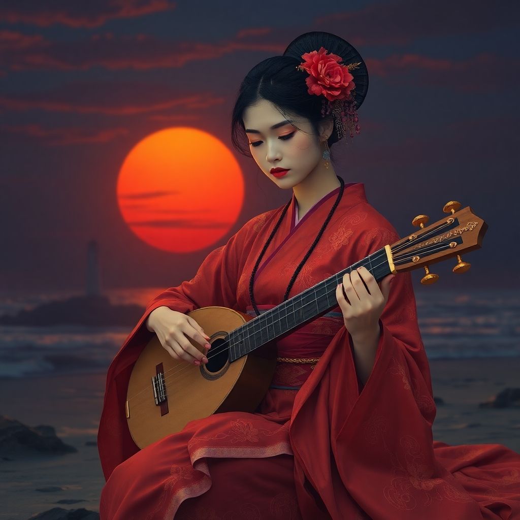 Geisha at beach