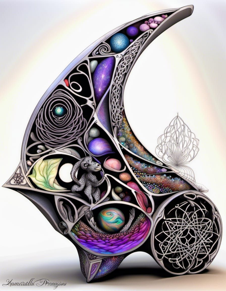 Phascogale, fraktyle wave function, Quantum Zentangle, 3d sh...