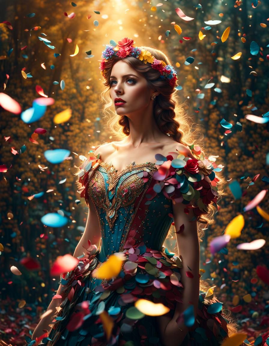 lady and confetti.  by @Phoebe