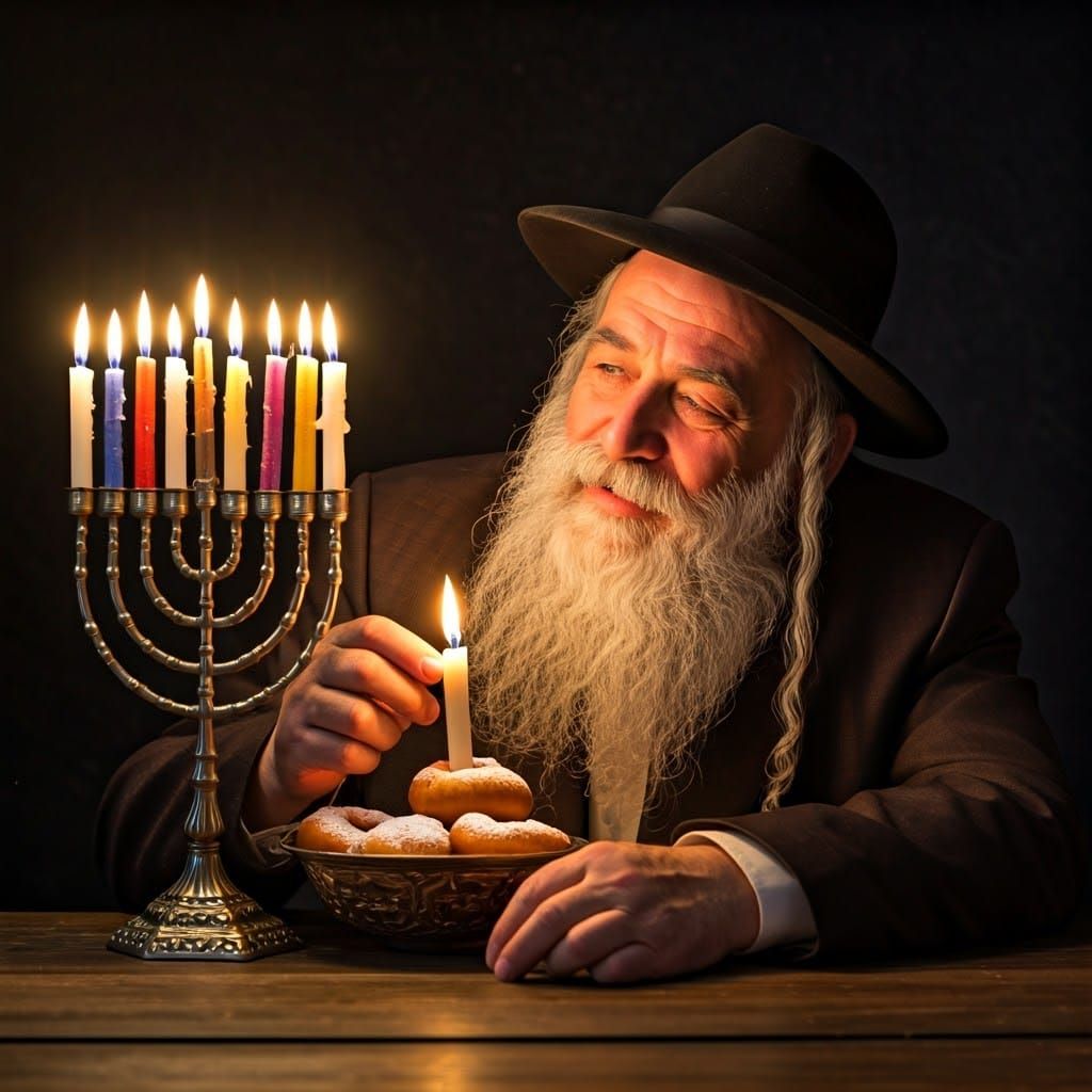 Lighting the Hanukkah Menorah: A Portrait of Joy