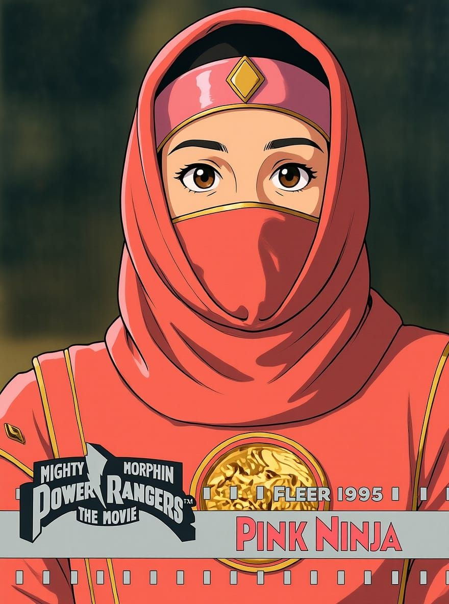 Mighty Morphin Power Rangers the Movie Pink Ninja Kimberly Ann Hart Playing Card in Studio Ghibli Style 
