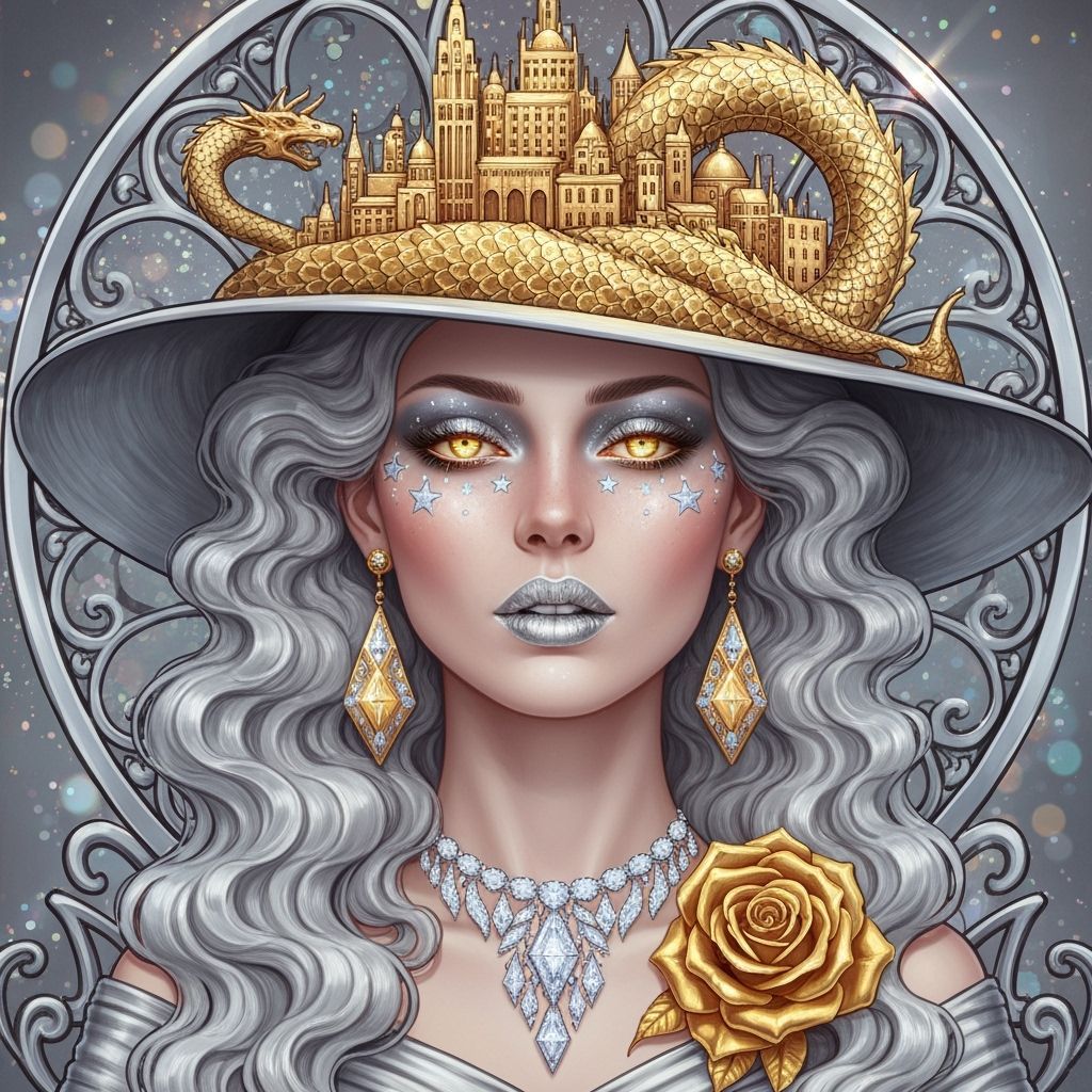 The Silver Dragon Scaled Golden City Fascinator Hat of the Goddess Mirastasia (2 Likes)  by @AuraRobbieGlory Ultima