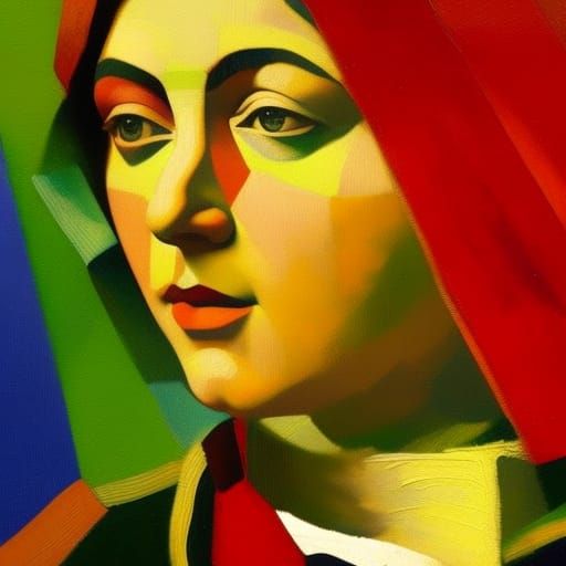 Oil Paint in the style of Robert Delaunay, Johannes Vermeer AI