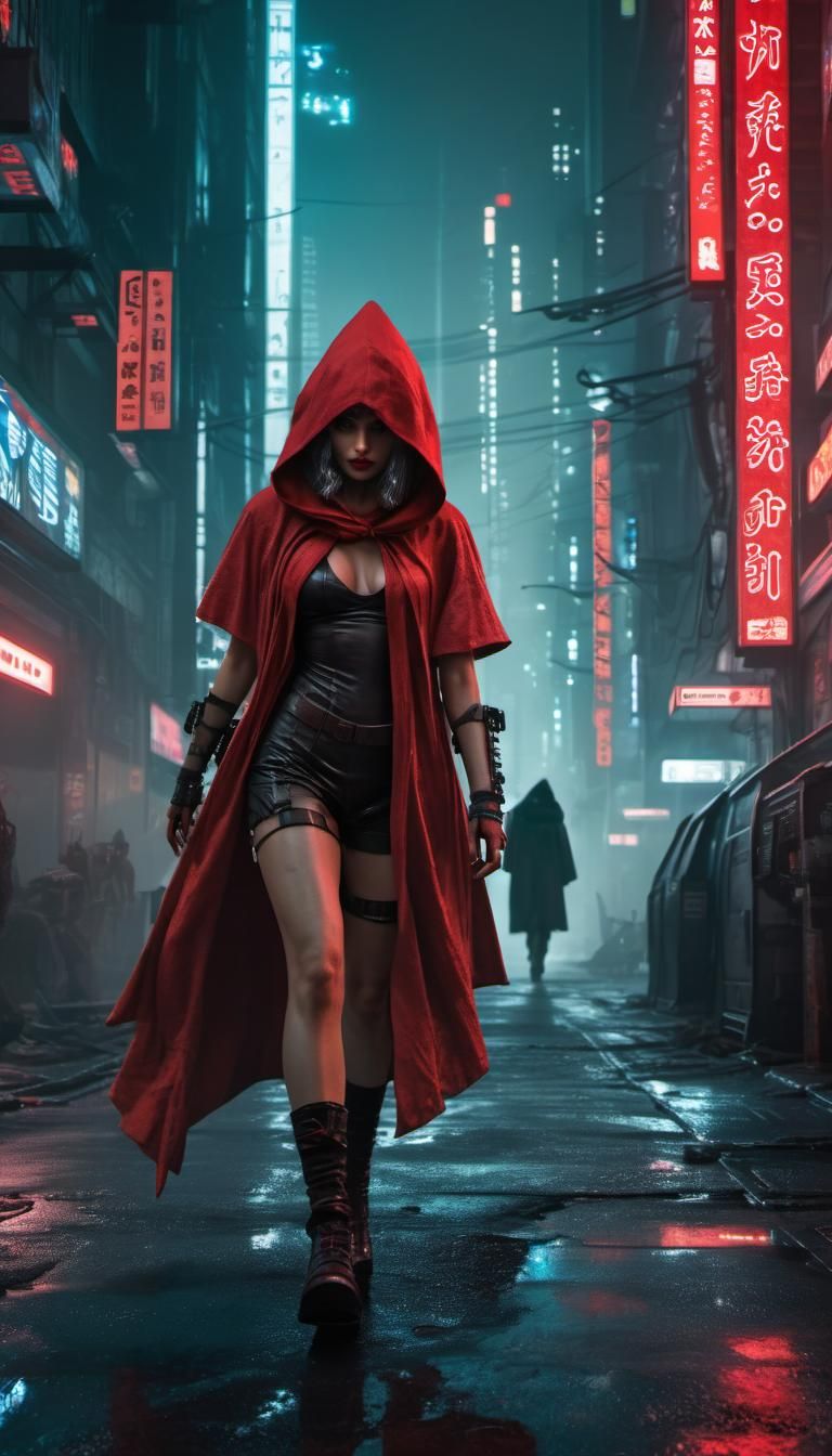 Cyberpunk Red Riding hood - AI Generated Artwork - NightCafe Creator