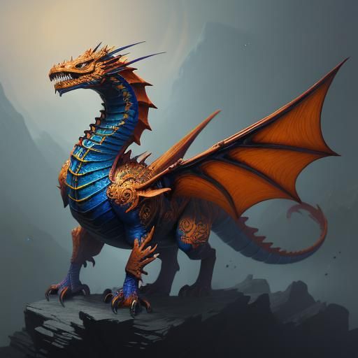 Blue and gold dragon.