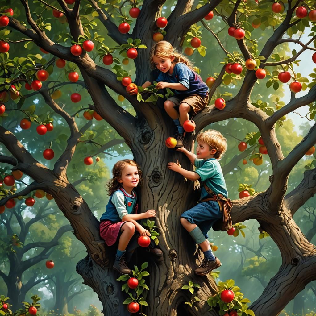 Climbing trees, eating apples  by @Caroline