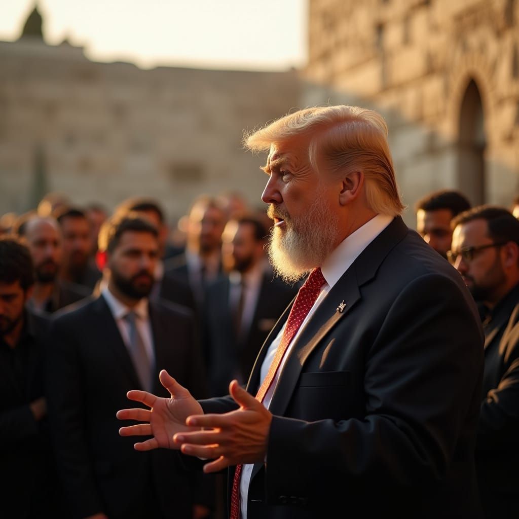 Donald Trump Teaches at Western Wall During Golden Hour