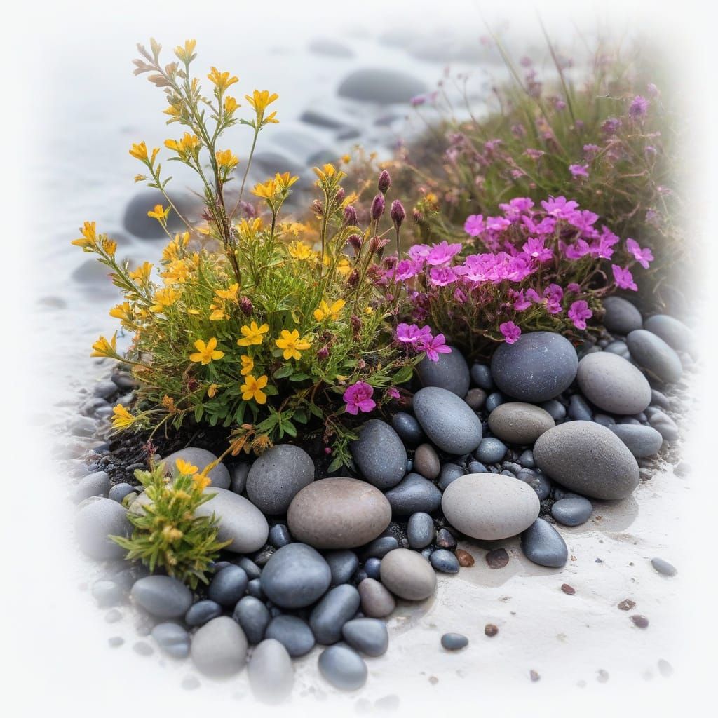 River Stones and Wildflowers 🌸🪨